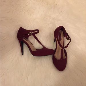 Burgundy Mary Jane Heels